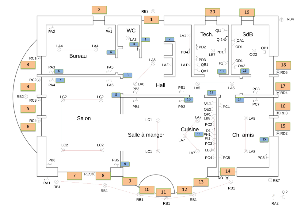 Plan d'implantation électrique des équipements
